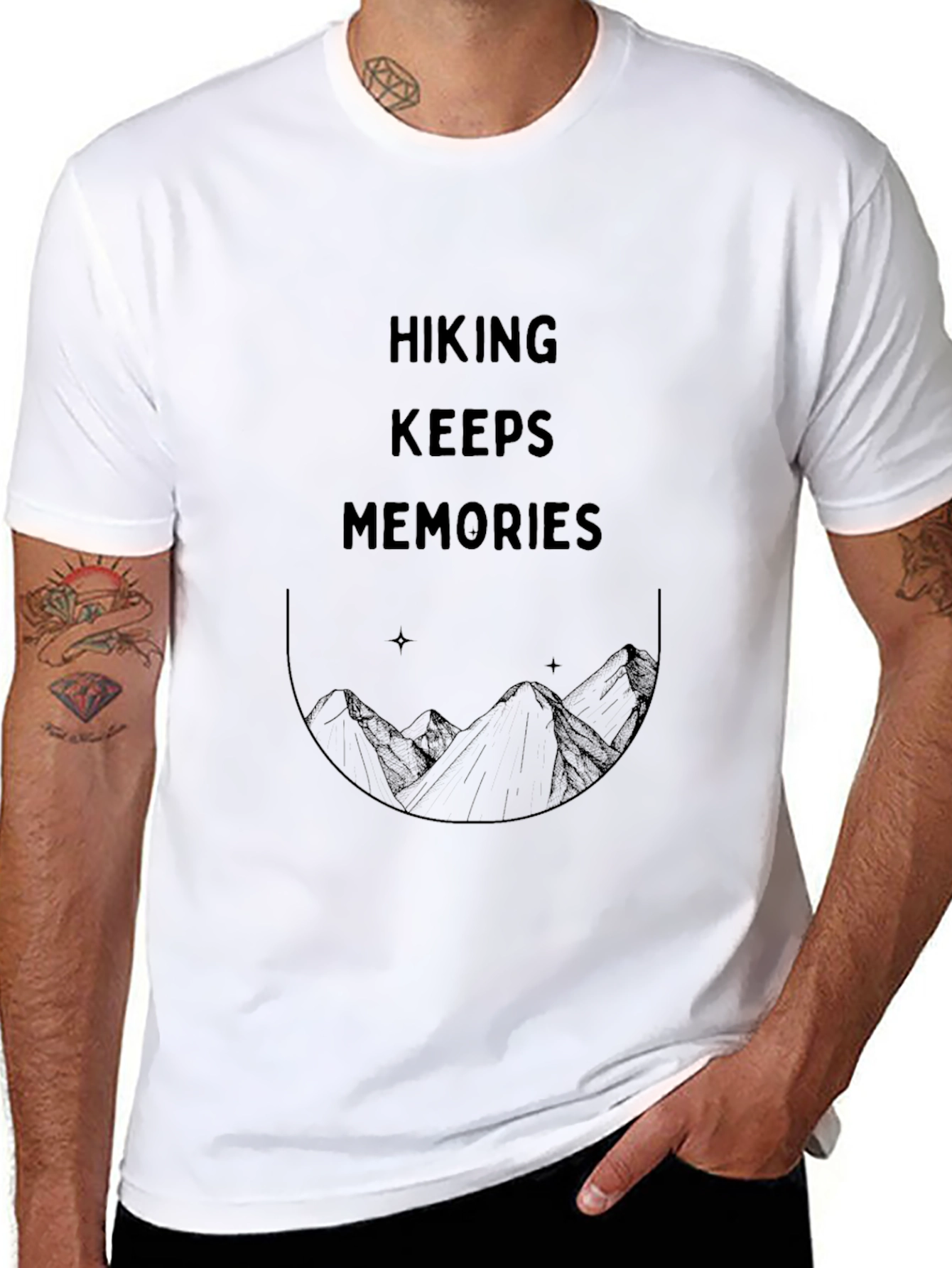 Hiking Memories Graphic Tee - Black Cotton T-Shirt