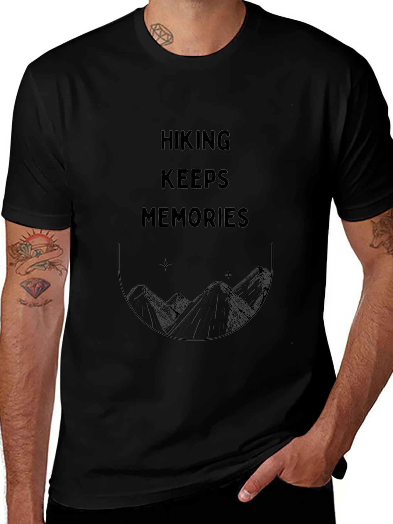 Hiking Memories Graphic Tee - Black Cotton T-Shirt