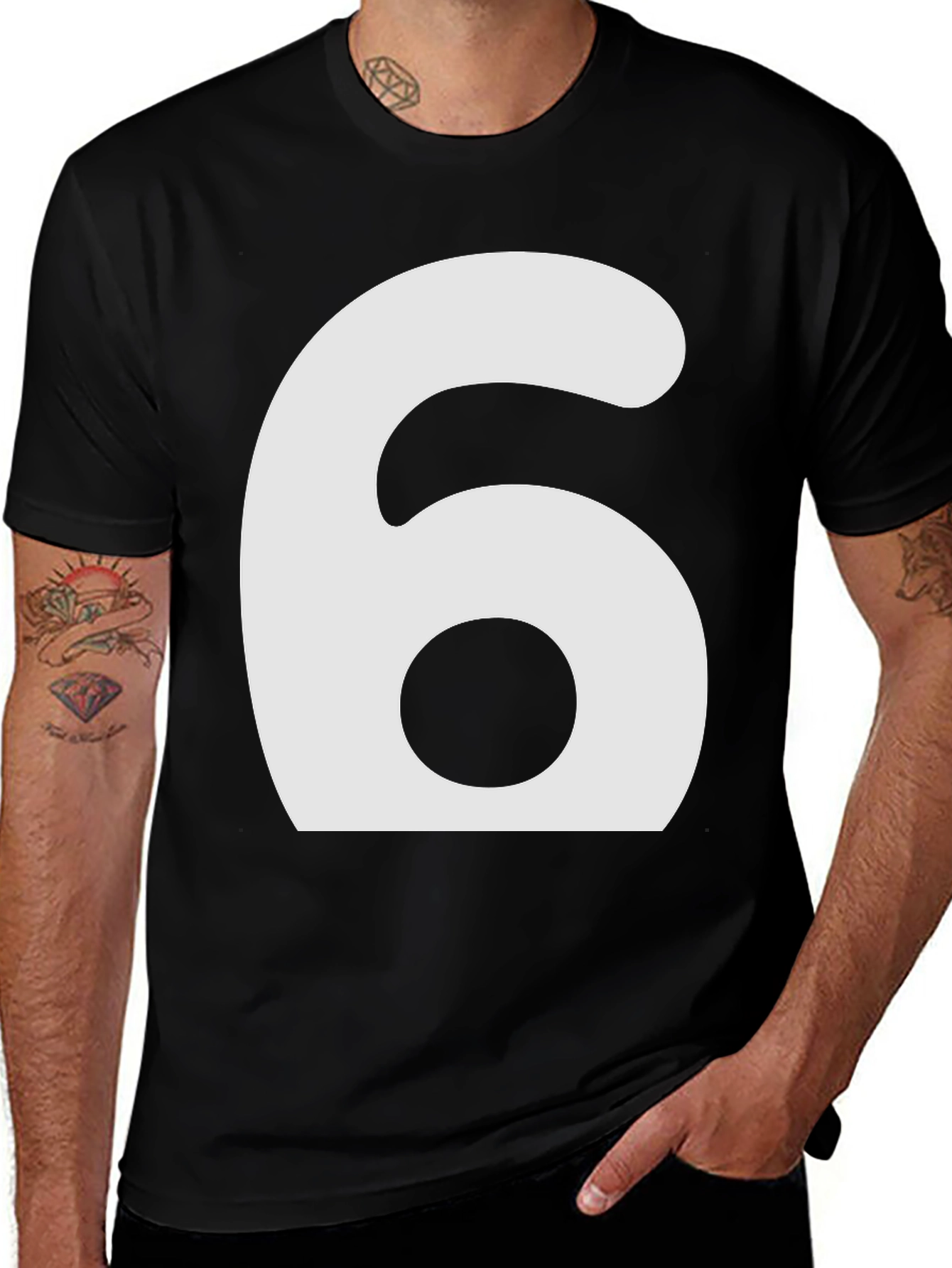 Mens Number 6 Graphic T-Shirt - Black
