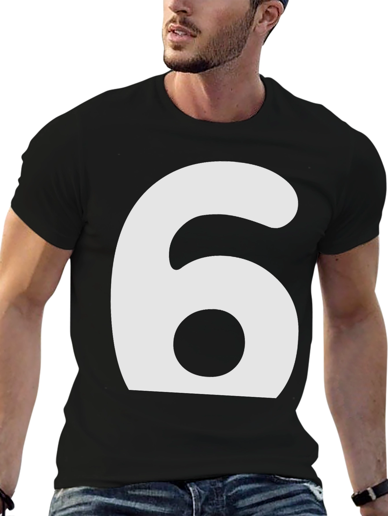 Mens Number 6 Graphic T-Shirt - Black
