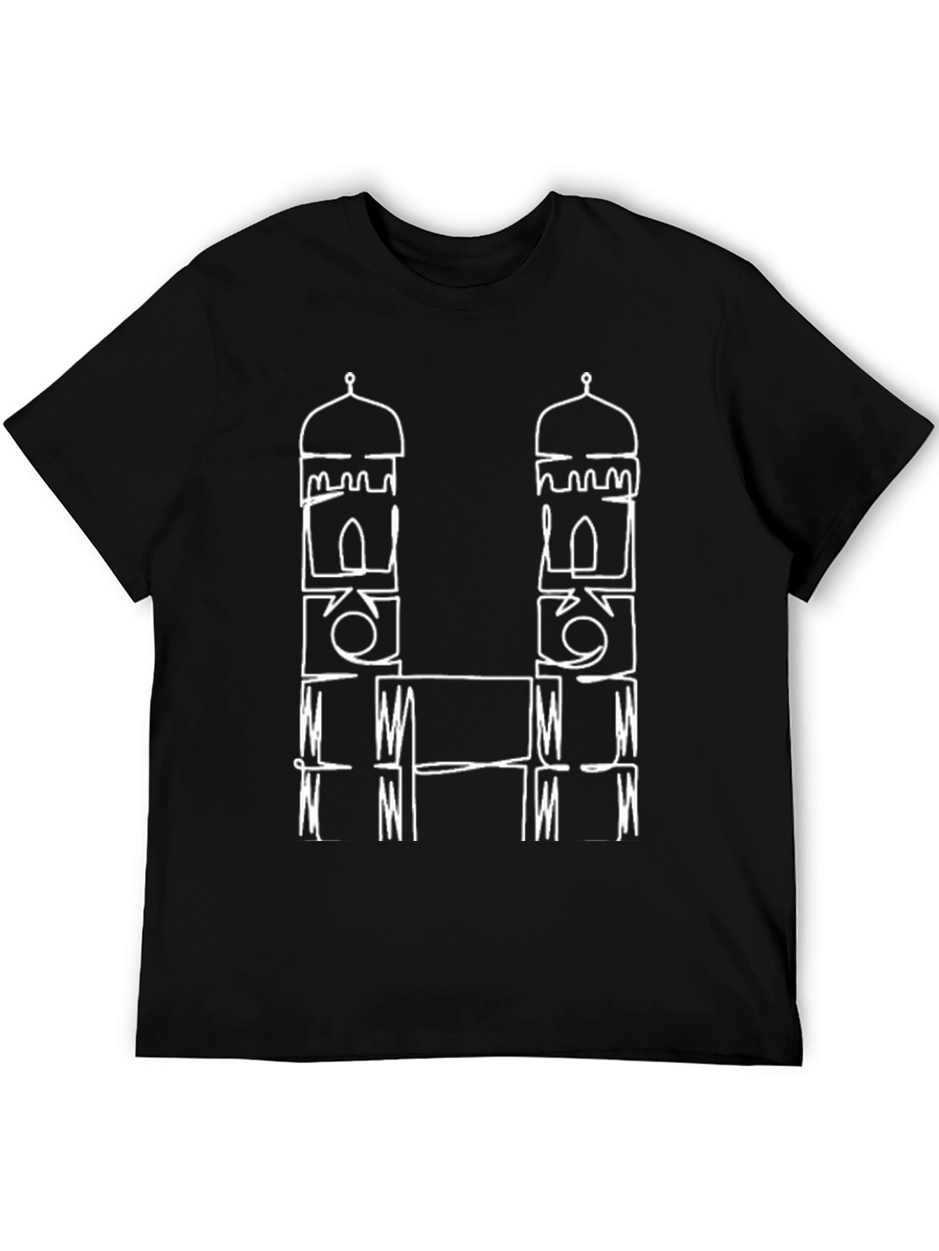 Abstract Mosque Graphic Black T-Shirt