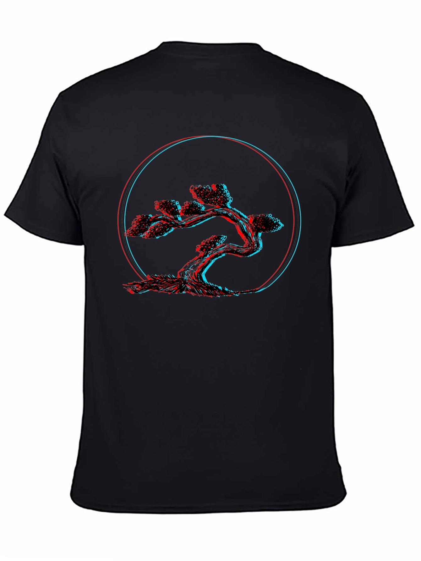 3D Bonsai Tree Graphic Black Tee