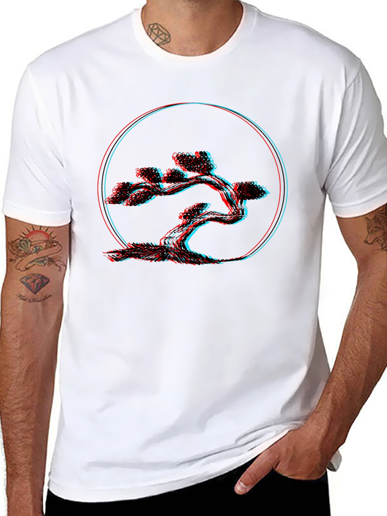 3D Bonsai Tree Graphic Black Tee