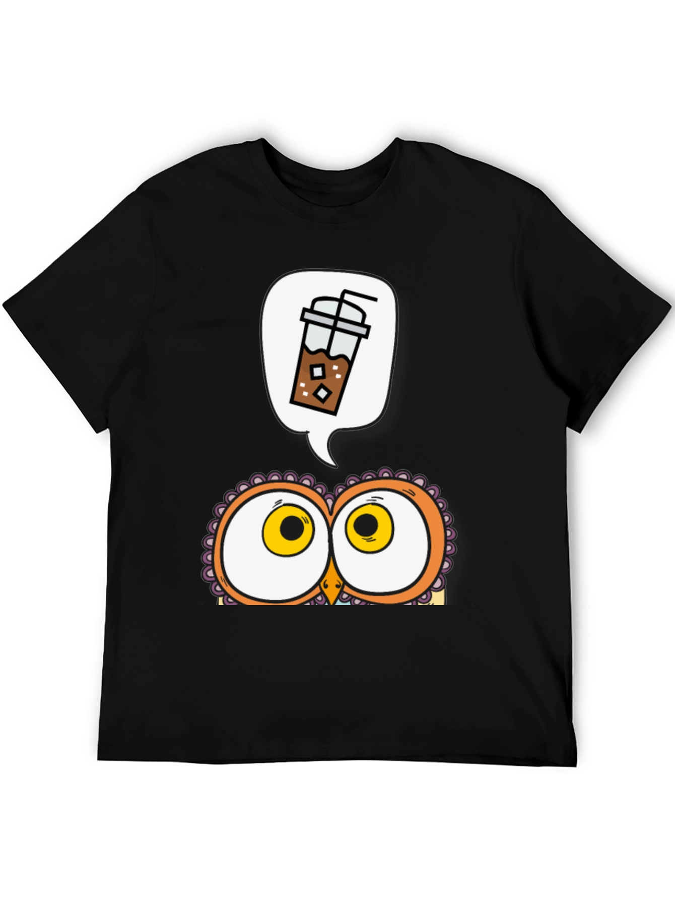 Iced Coffee Owl Graphic T-Shirt
