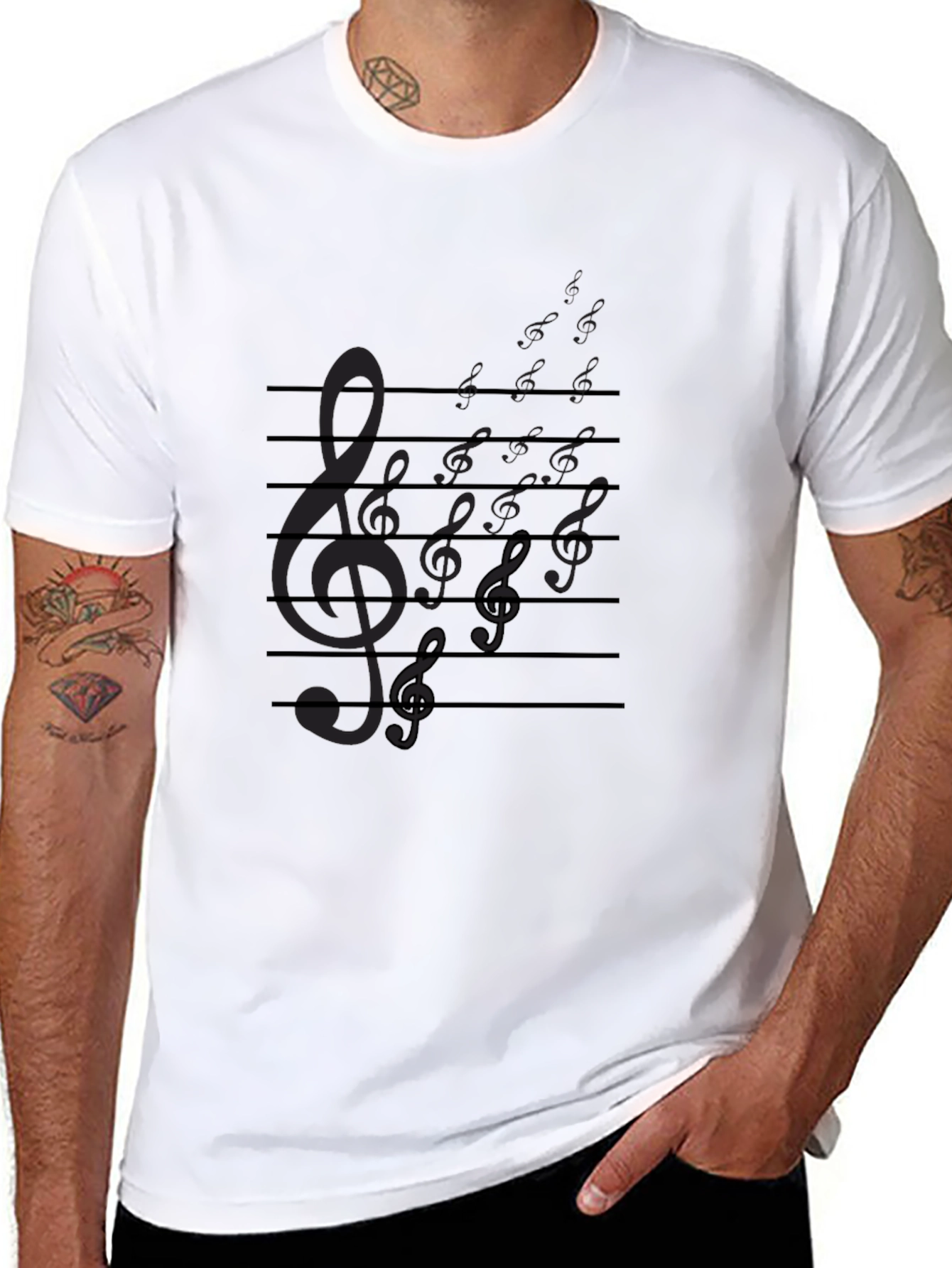 Musical Notes Black T-Shirt