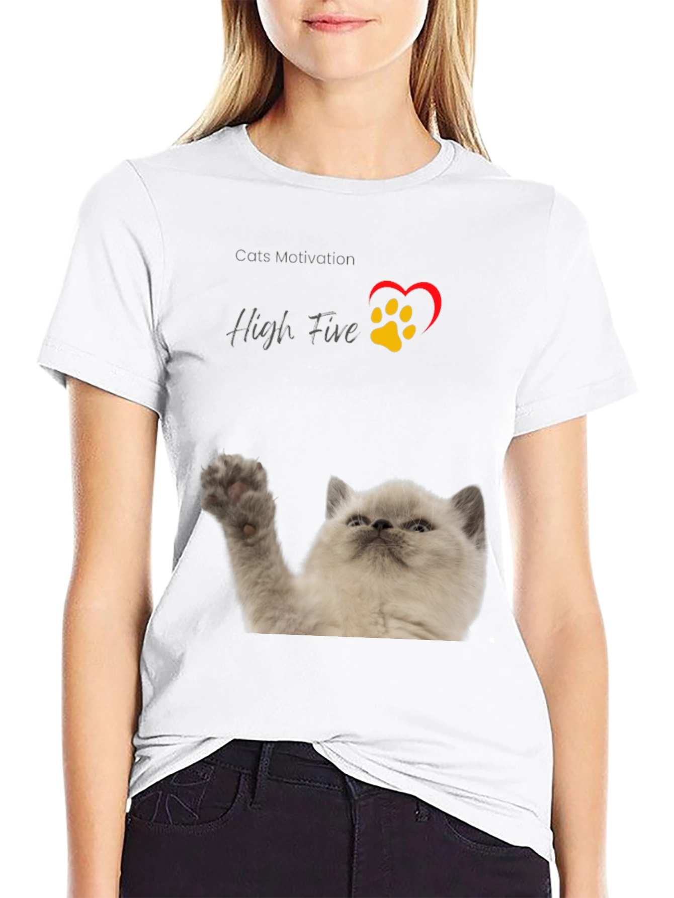 Cat High Five T-Shirt - Cats Motivation Tee