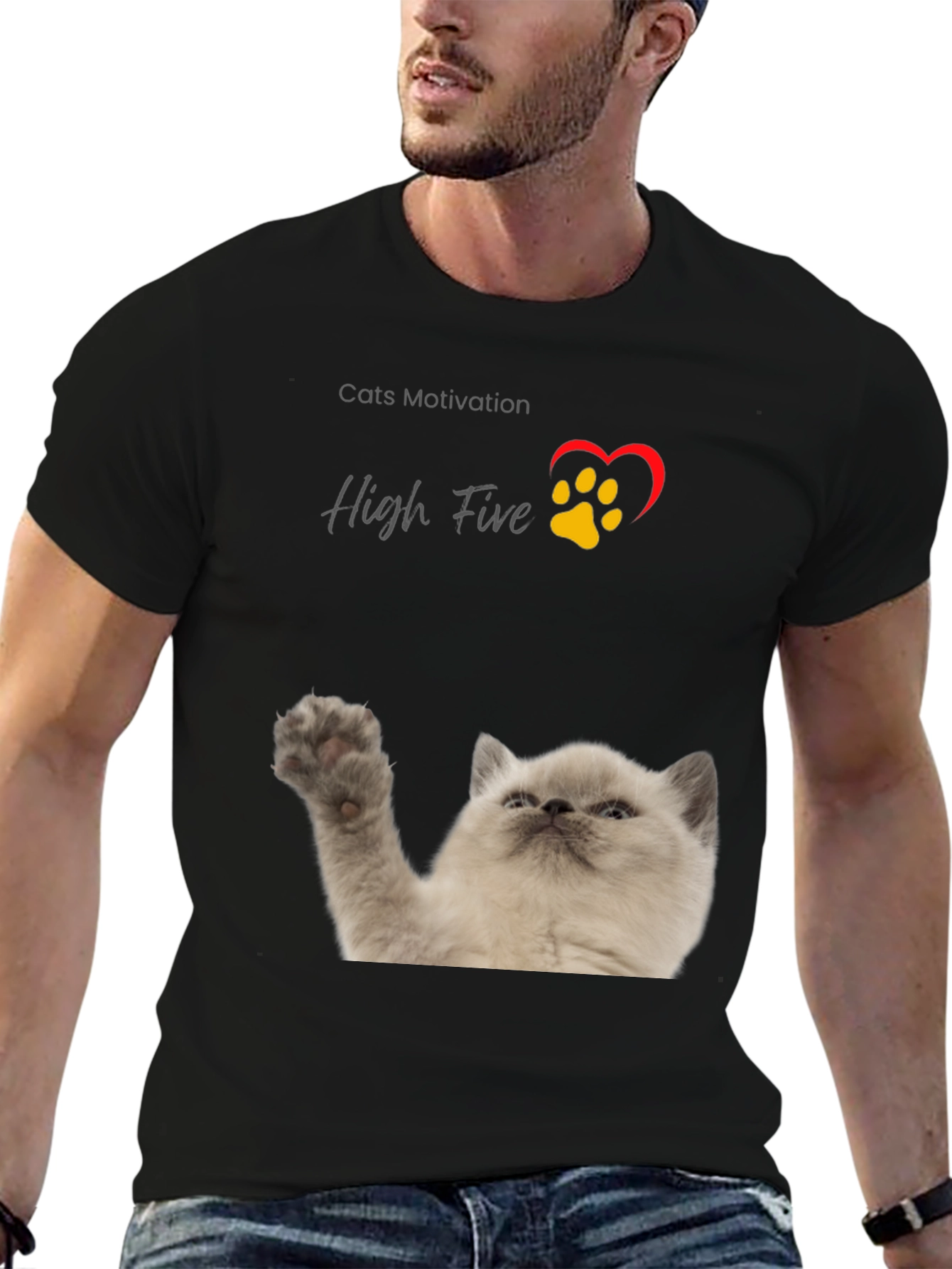 Cat High Five T-Shirt - Cats Motivation Tee