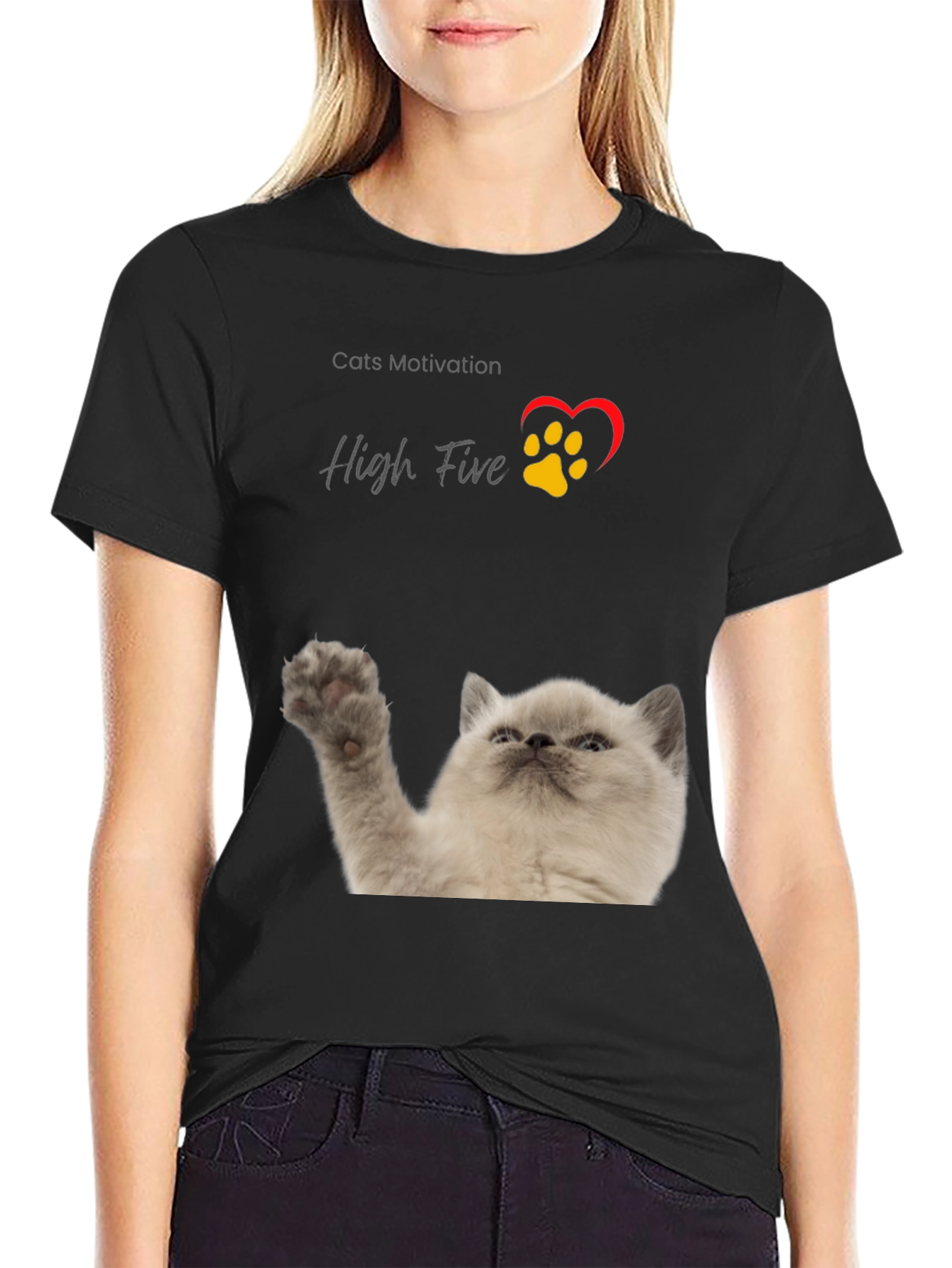 Cat High Five T-Shirt - Cats Motivation Tee