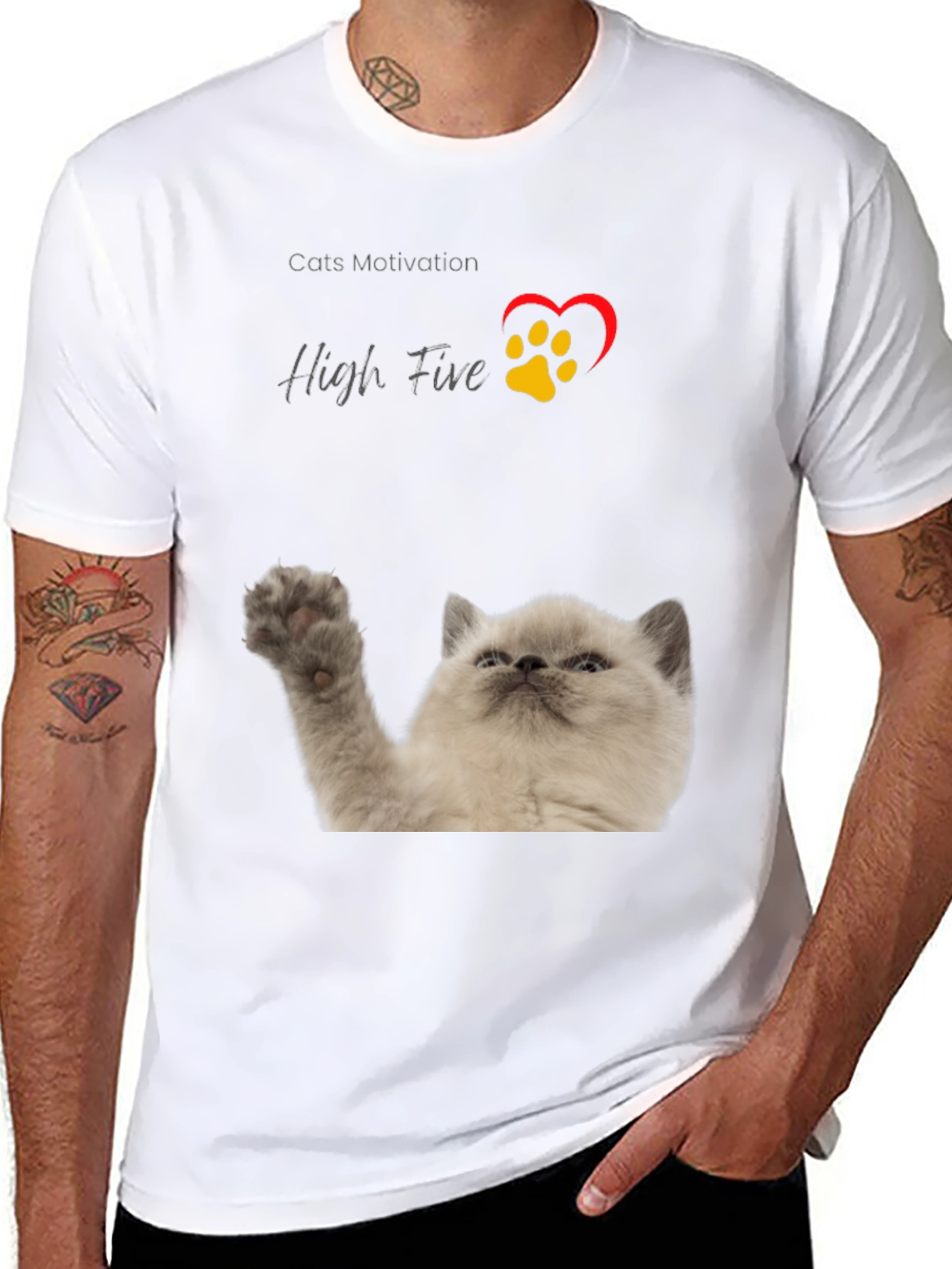 Cat High Five T-Shirt - Cats Motivation Tee