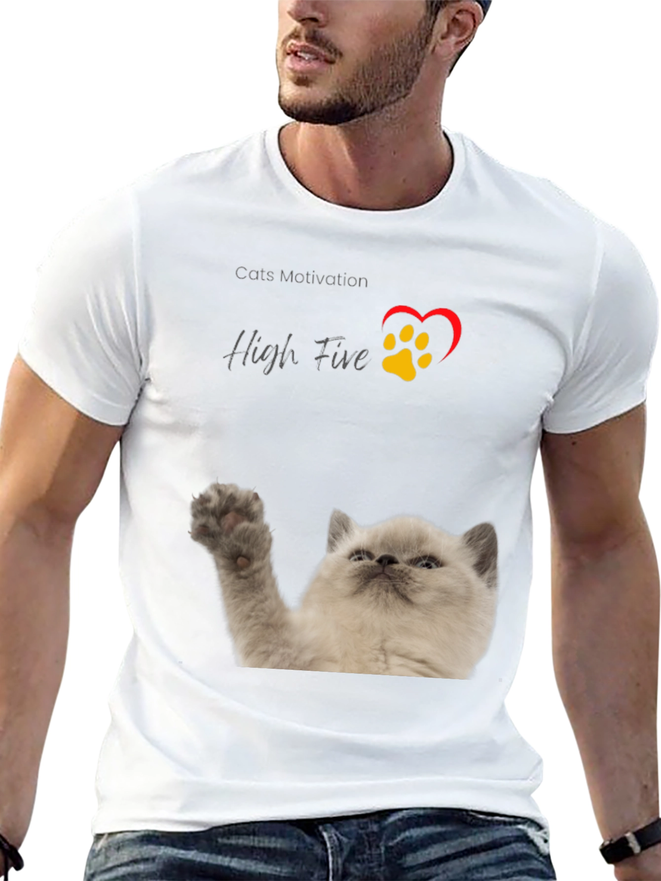 Cat High Five T-Shirt - Cats Motivation Tee