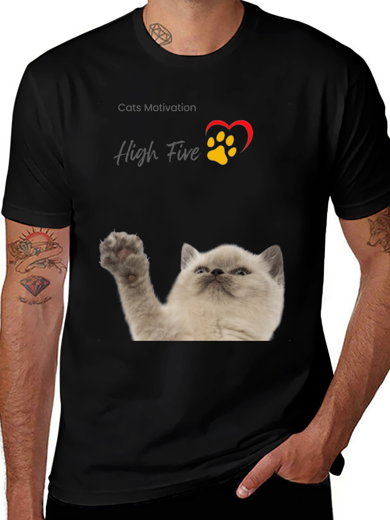 Cat High Five T-Shirt - Cats Motivation Tee