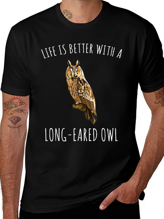 Long-Eared Owl Graphic T-Shirt - Bird Lover Tee