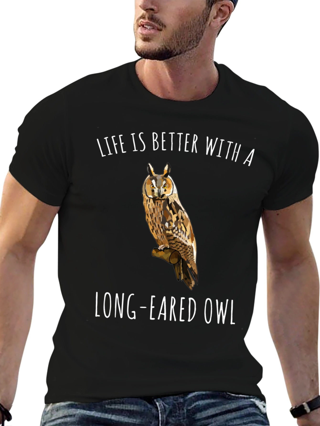 Long-Eared Owl Graphic T-Shirt - Bird Lover Tee