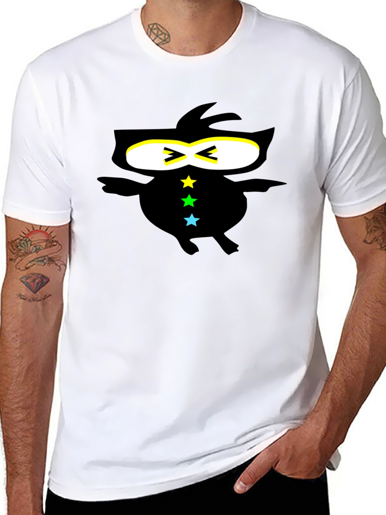 Cool Ninja-Style Graphic Black T-Shirt