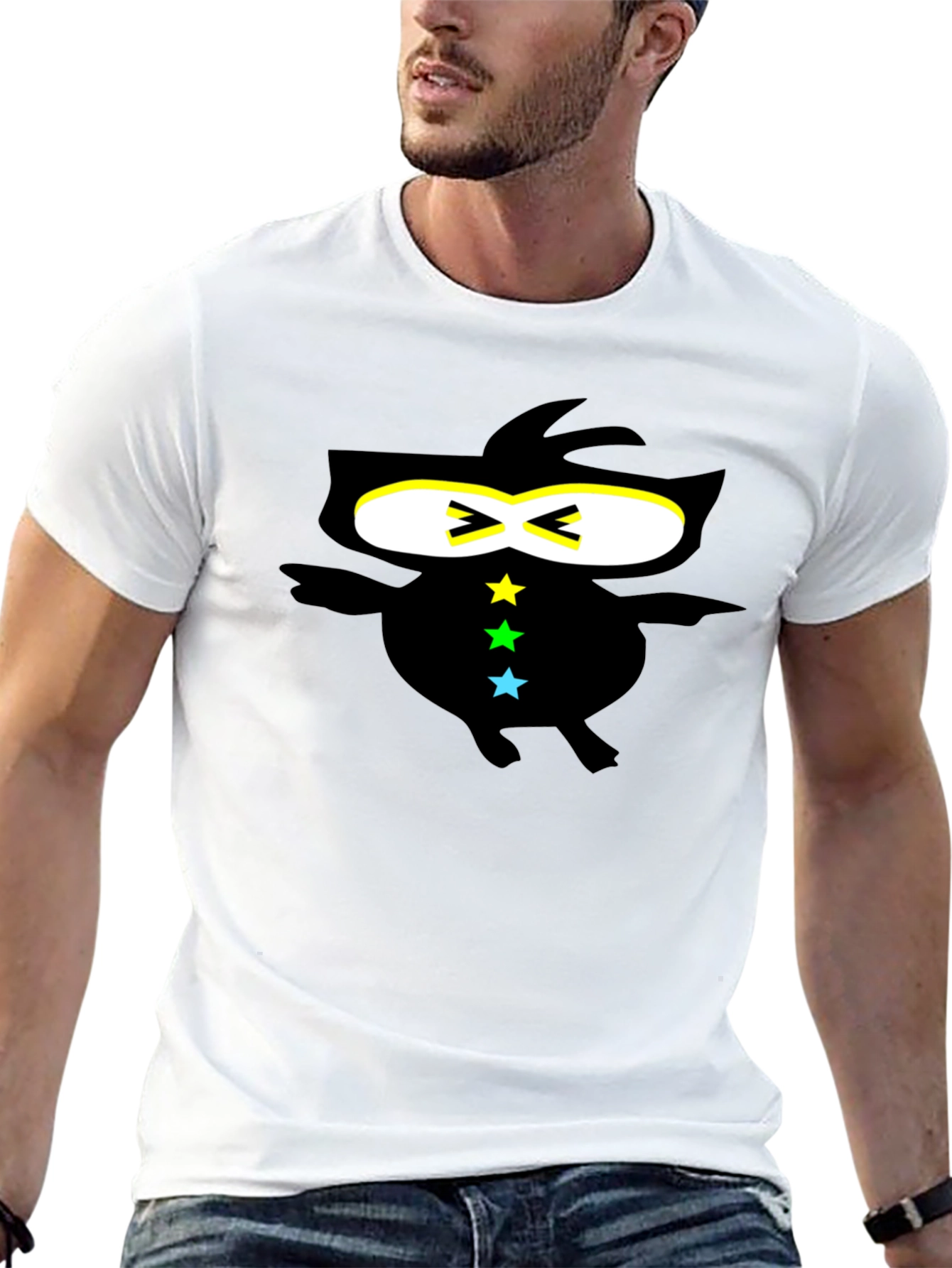 Cool Ninja-Style Graphic Black T-Shirt