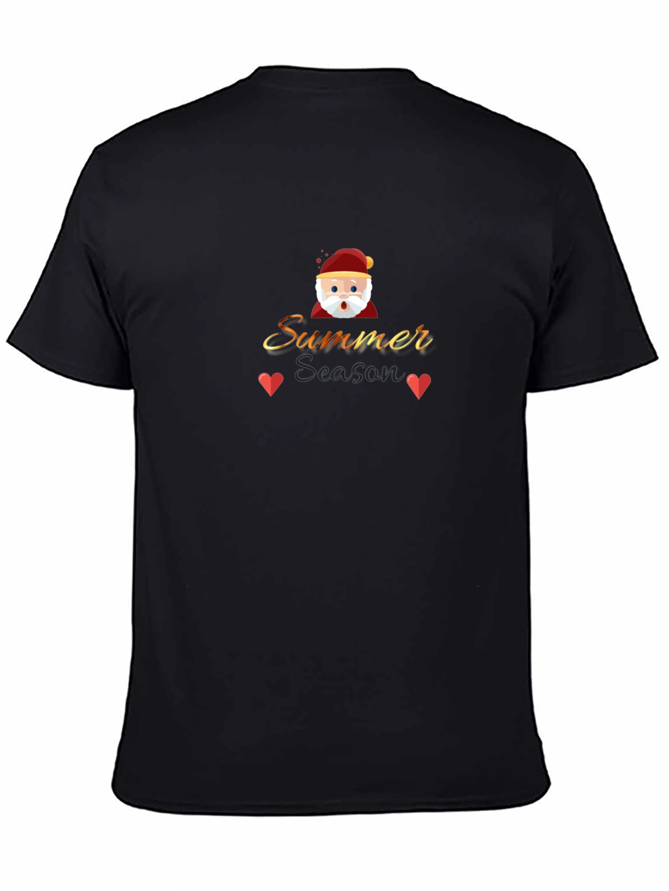Summer Season Santa Graphic Black T-Shirt