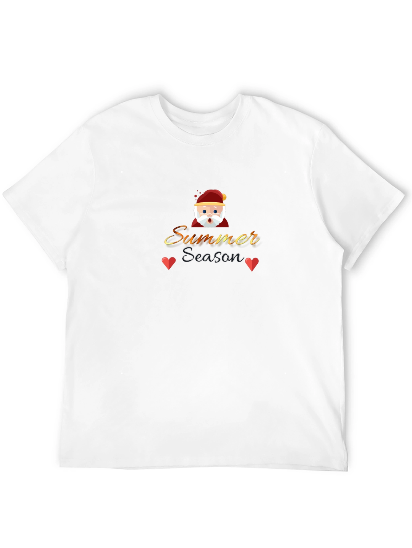 Summer Season Santa Graphic Black T-Shirt