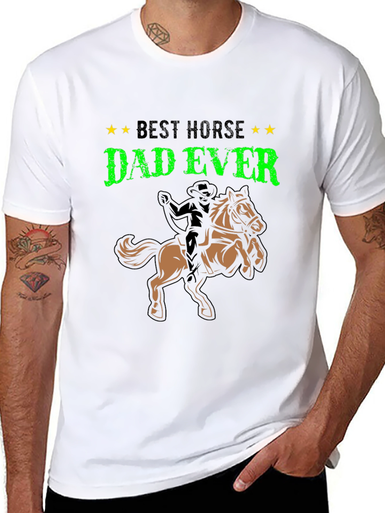 Best Horse Dad Ever Black Graphic Tee