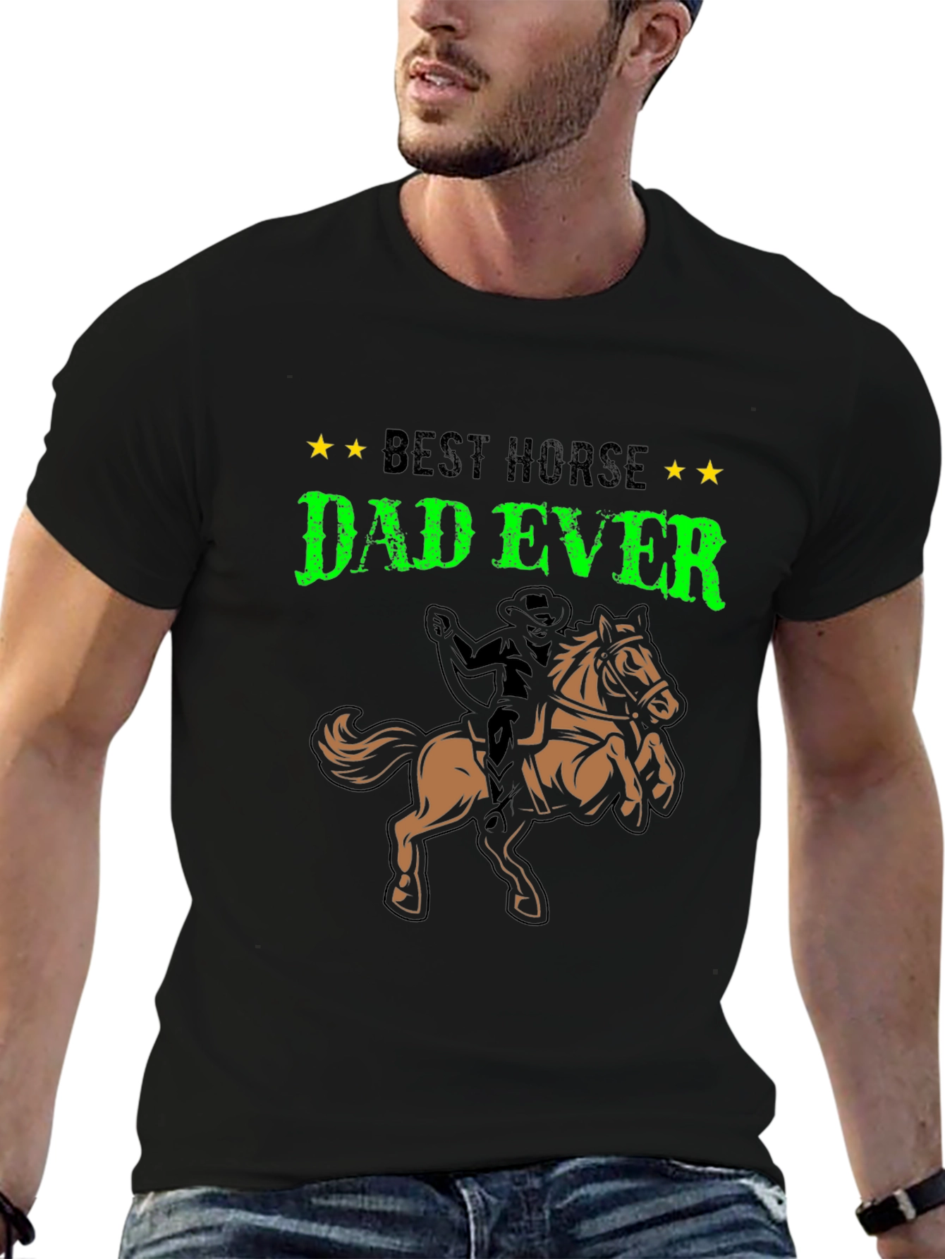 Best Horse Dad Ever Black Graphic Tee