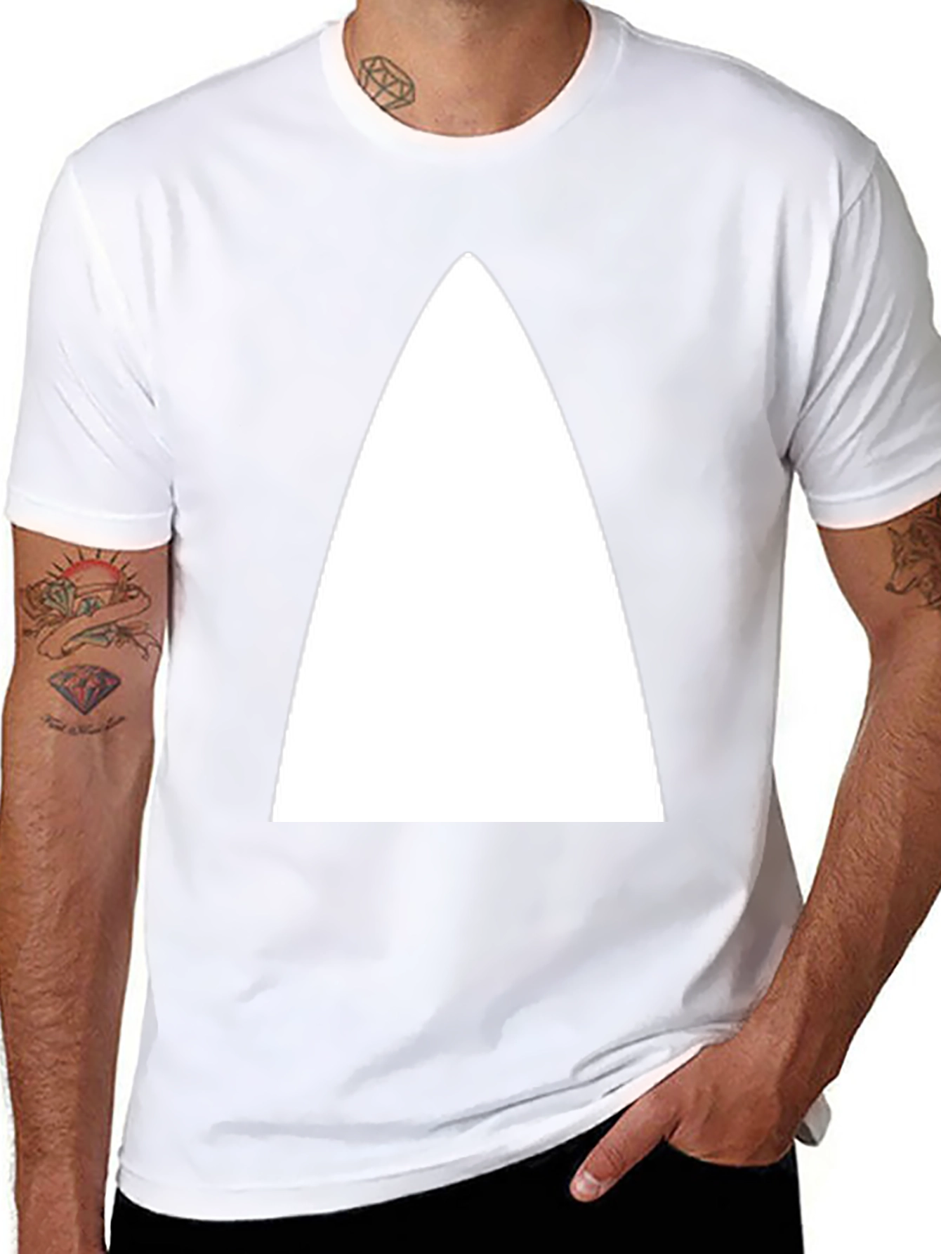 Minimalist White Triangle Graphic Black T-Shirt
