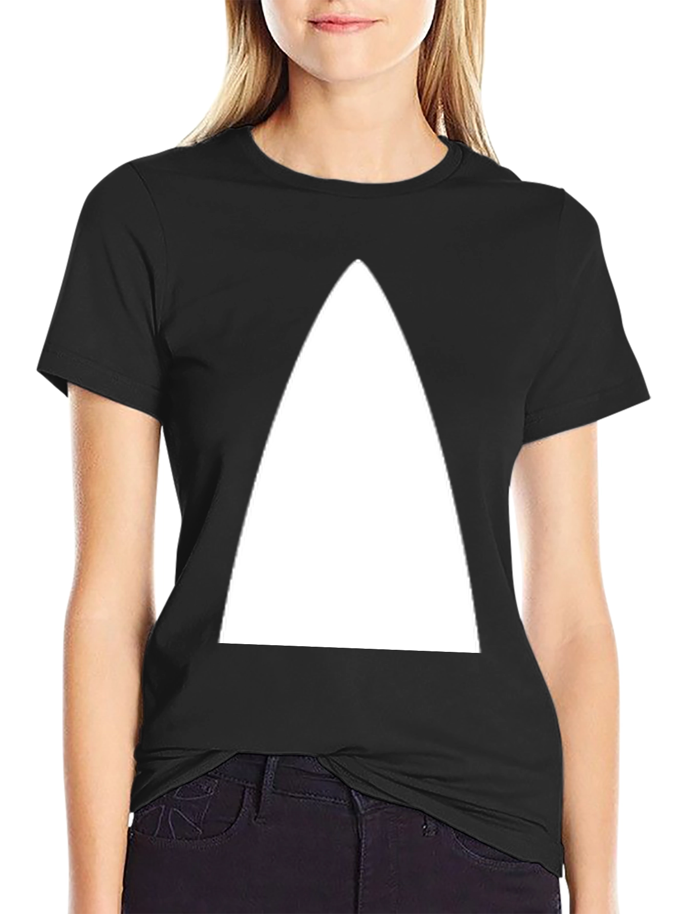Minimalist White Triangle Graphic Black T-Shirt