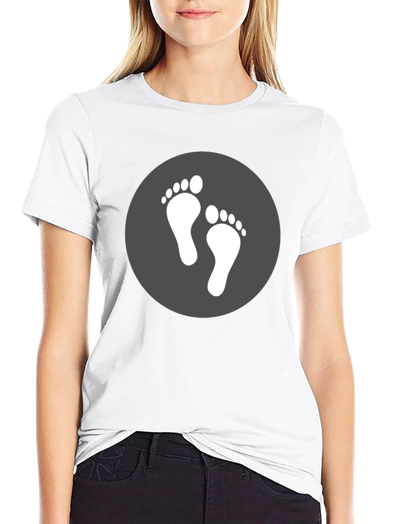 Footprint Graphic Tee - Soft Black Cotton