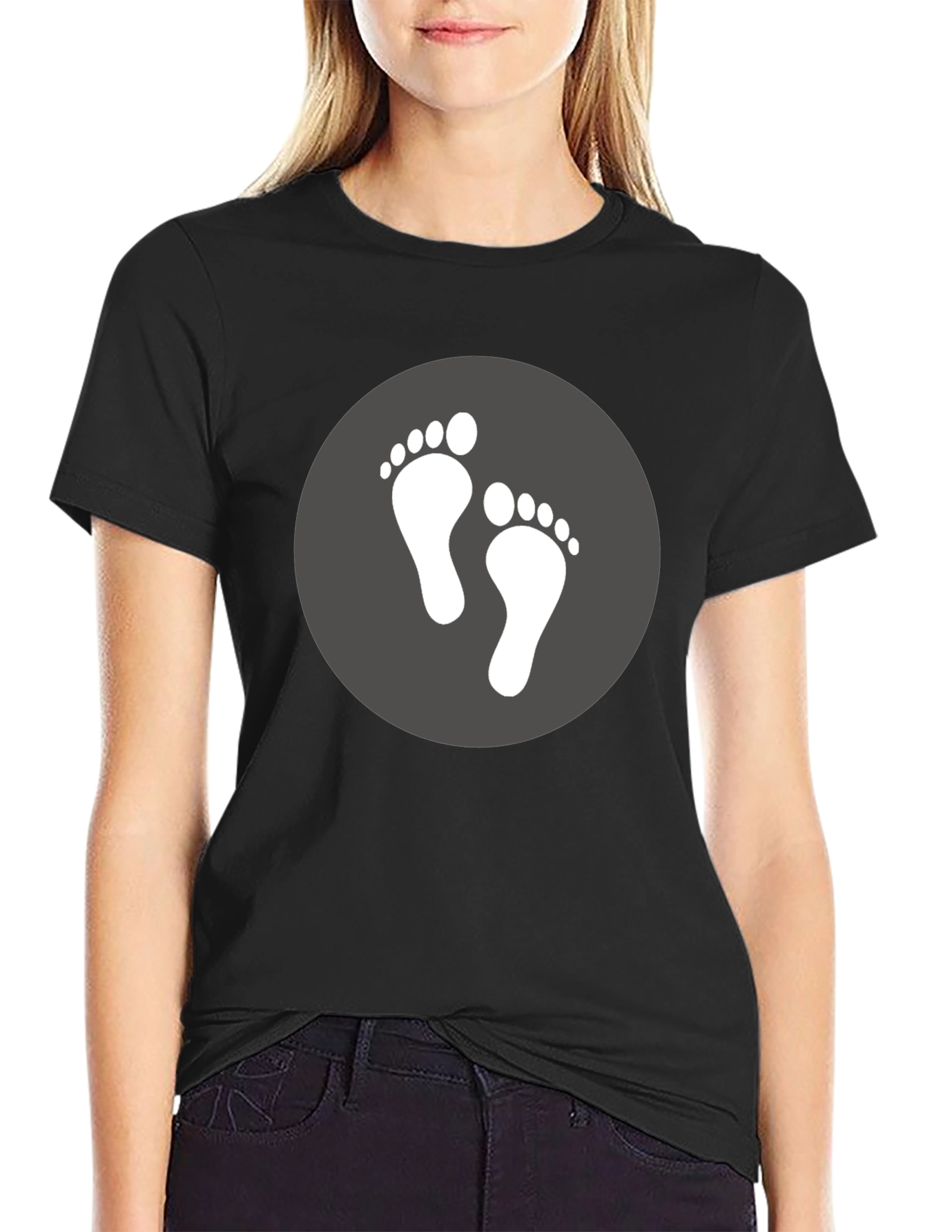 Footprint Graphic Tee - Soft Black Cotton
