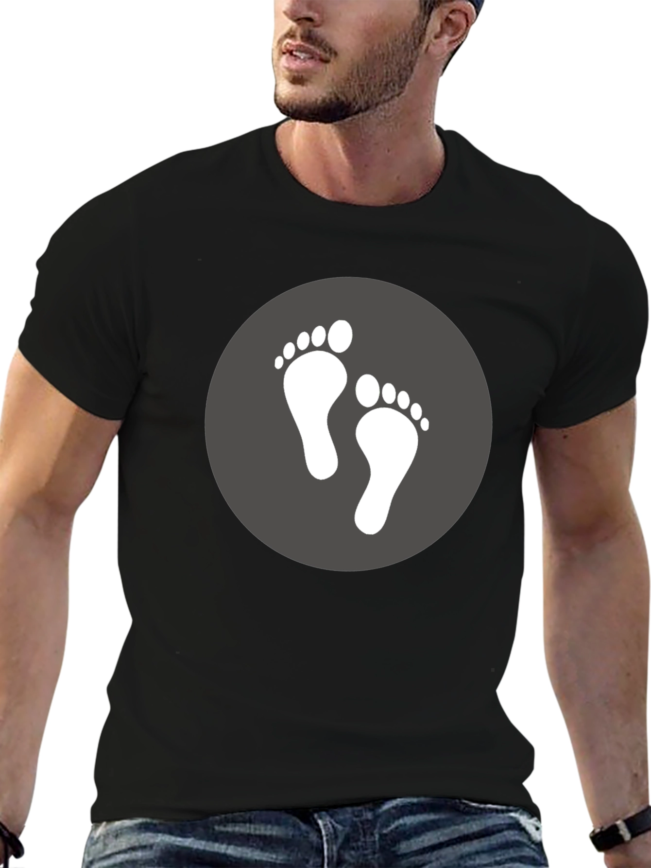 Footprint Graphic Tee - Soft Black Cotton