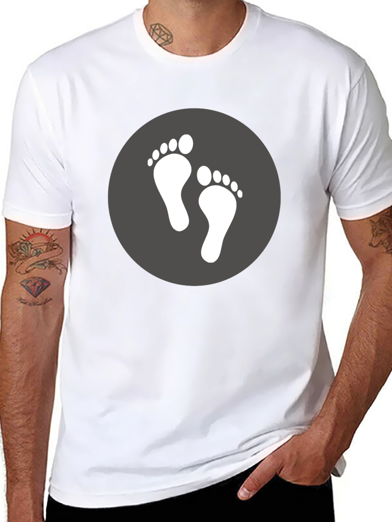 Footprint Graphic Tee - Soft Black Cotton