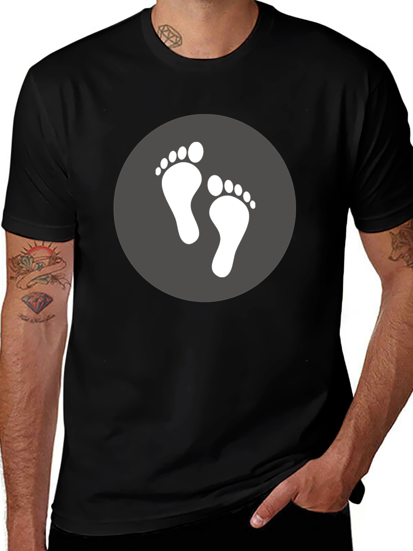 Footprint Graphic Tee - Soft Black Cotton