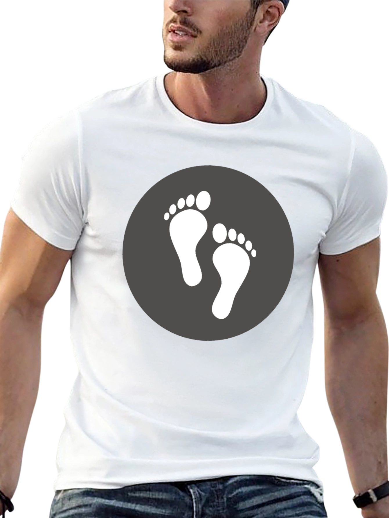 Footprint Graphic Tee - Soft Black Cotton