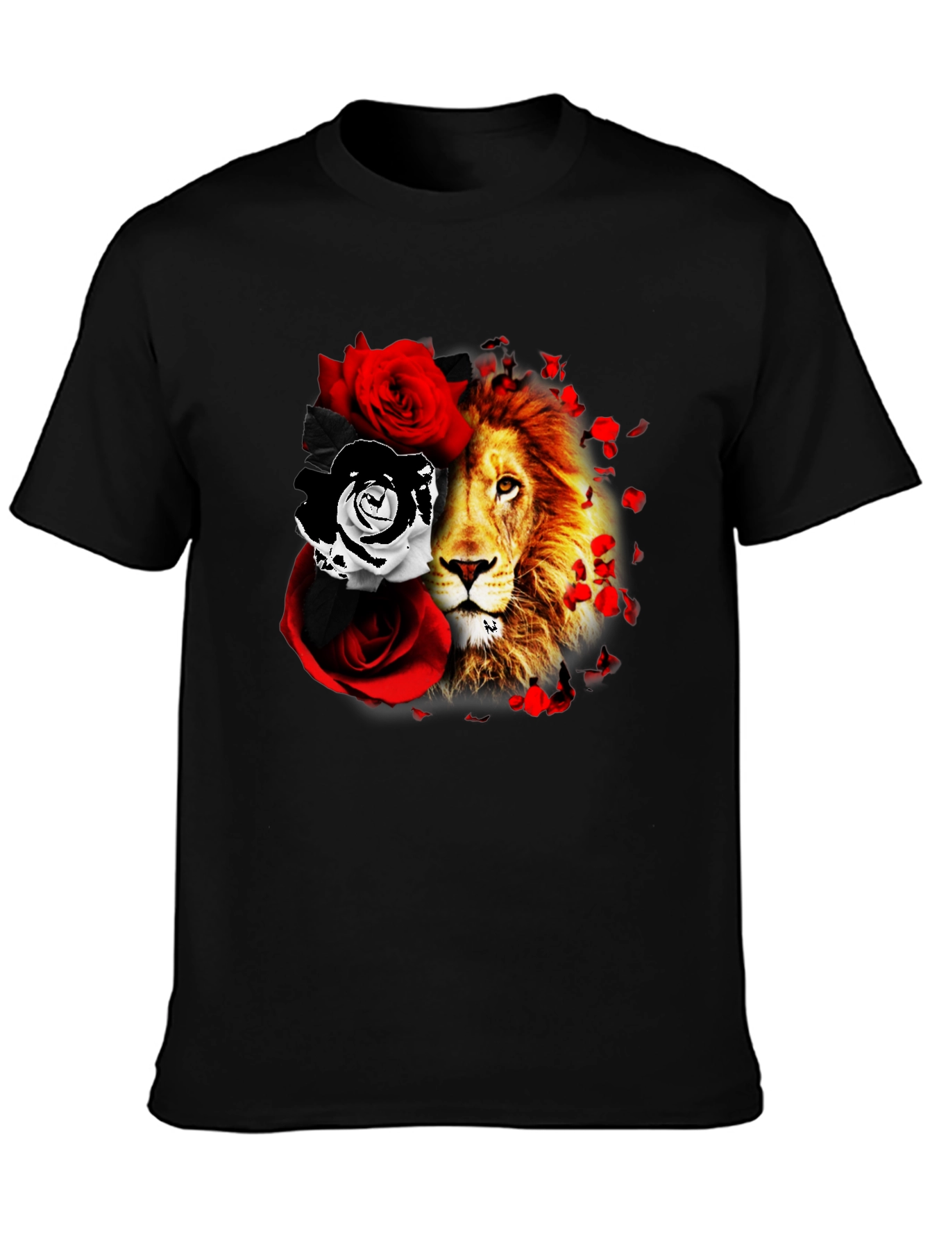 Lion and Roses Graphic T-Shirt