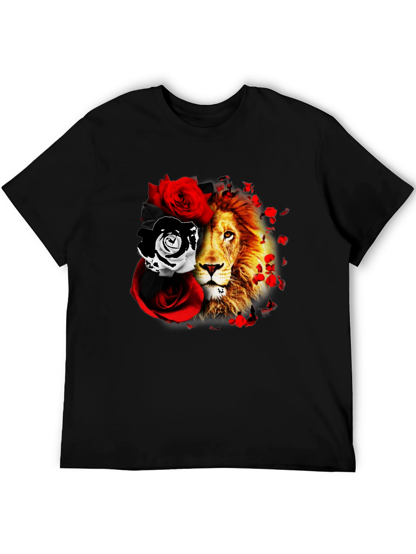 Lion and Roses Graphic T-Shirt