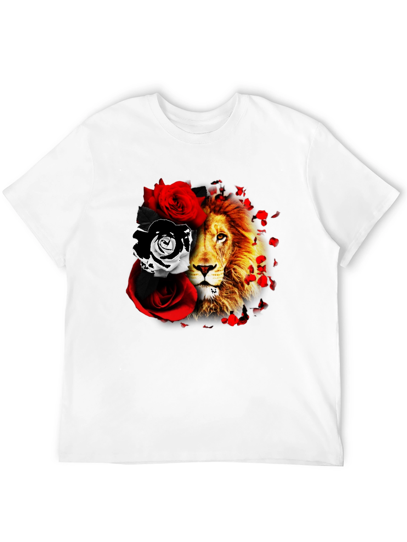 Lion and Roses Graphic T-Shirt