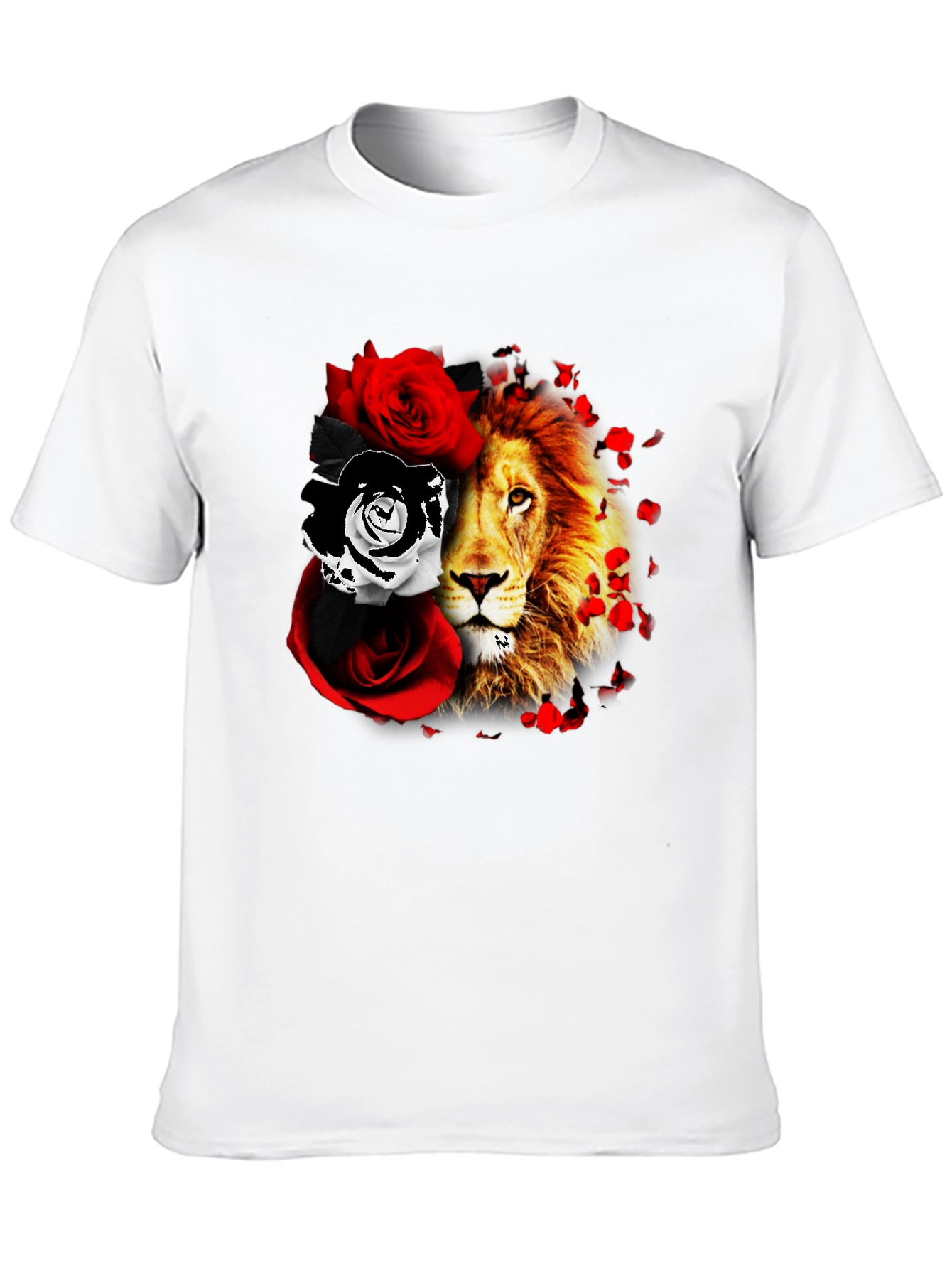 Lion and Roses Graphic T-Shirt