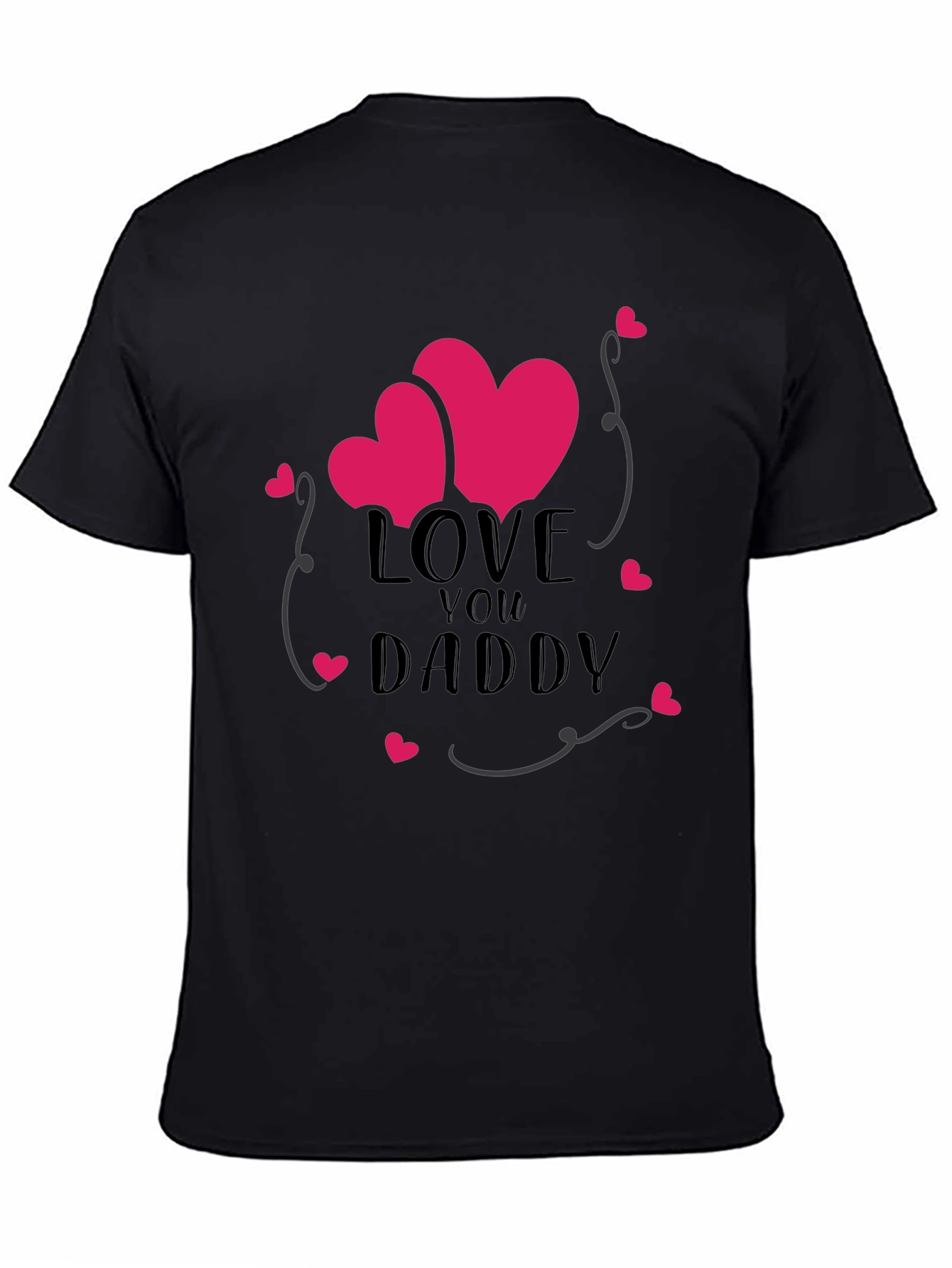 Love You Daddy Heart Graphic Tee - Black