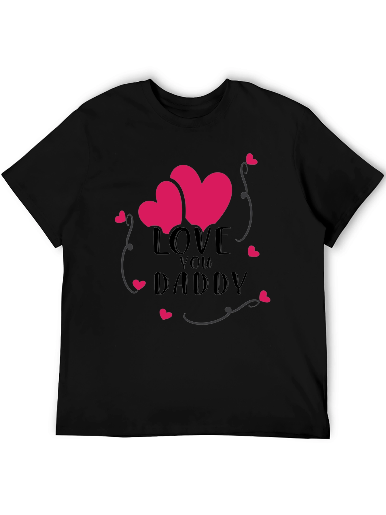 Love You Daddy Heart Graphic Tee - Black