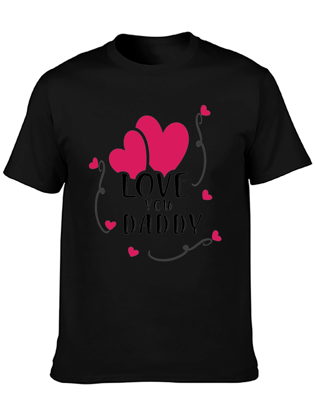 Love You Daddy Heart Graphic Tee - Black