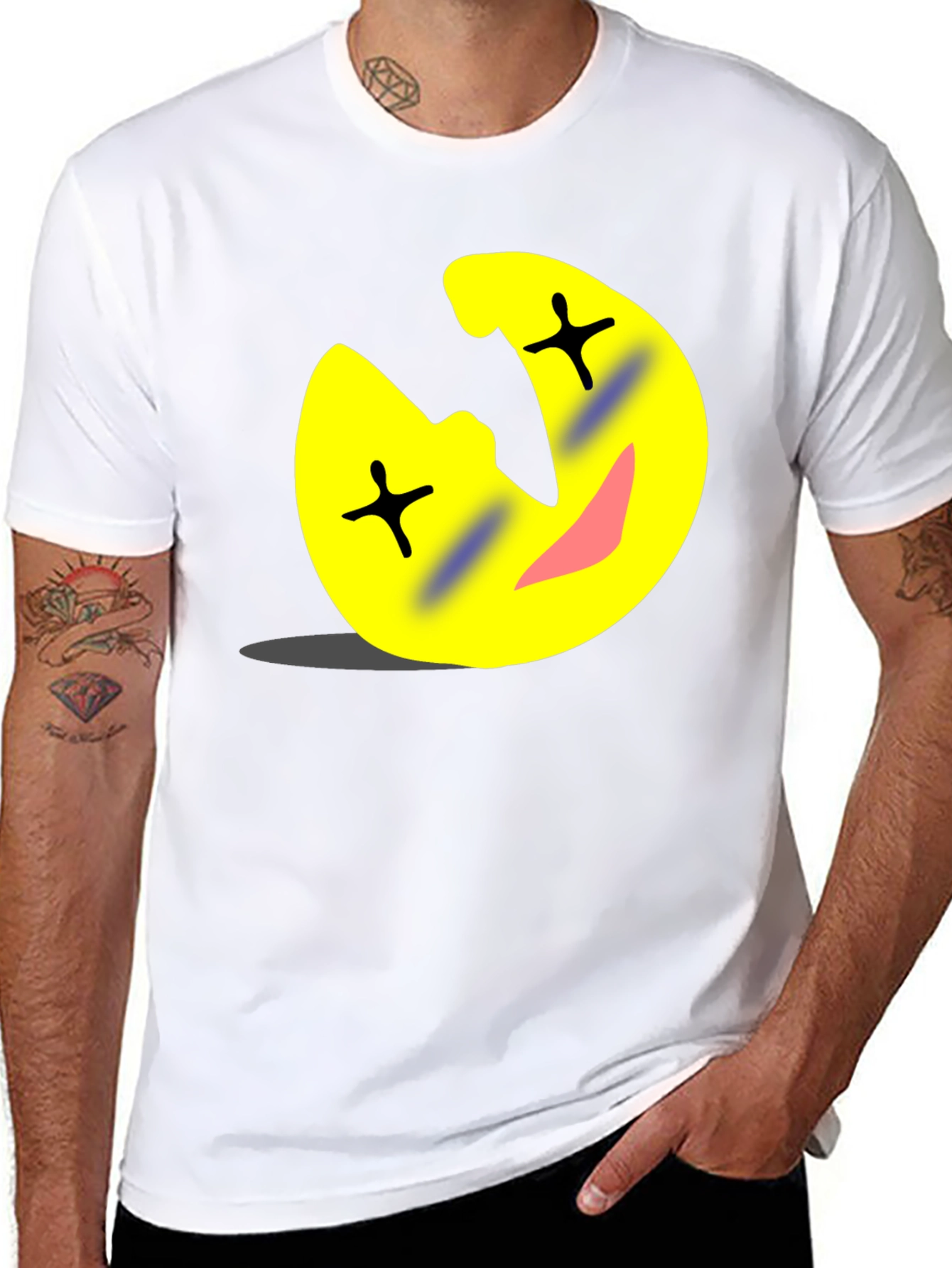 Funny Cartoon Emoji Black T-Shirt