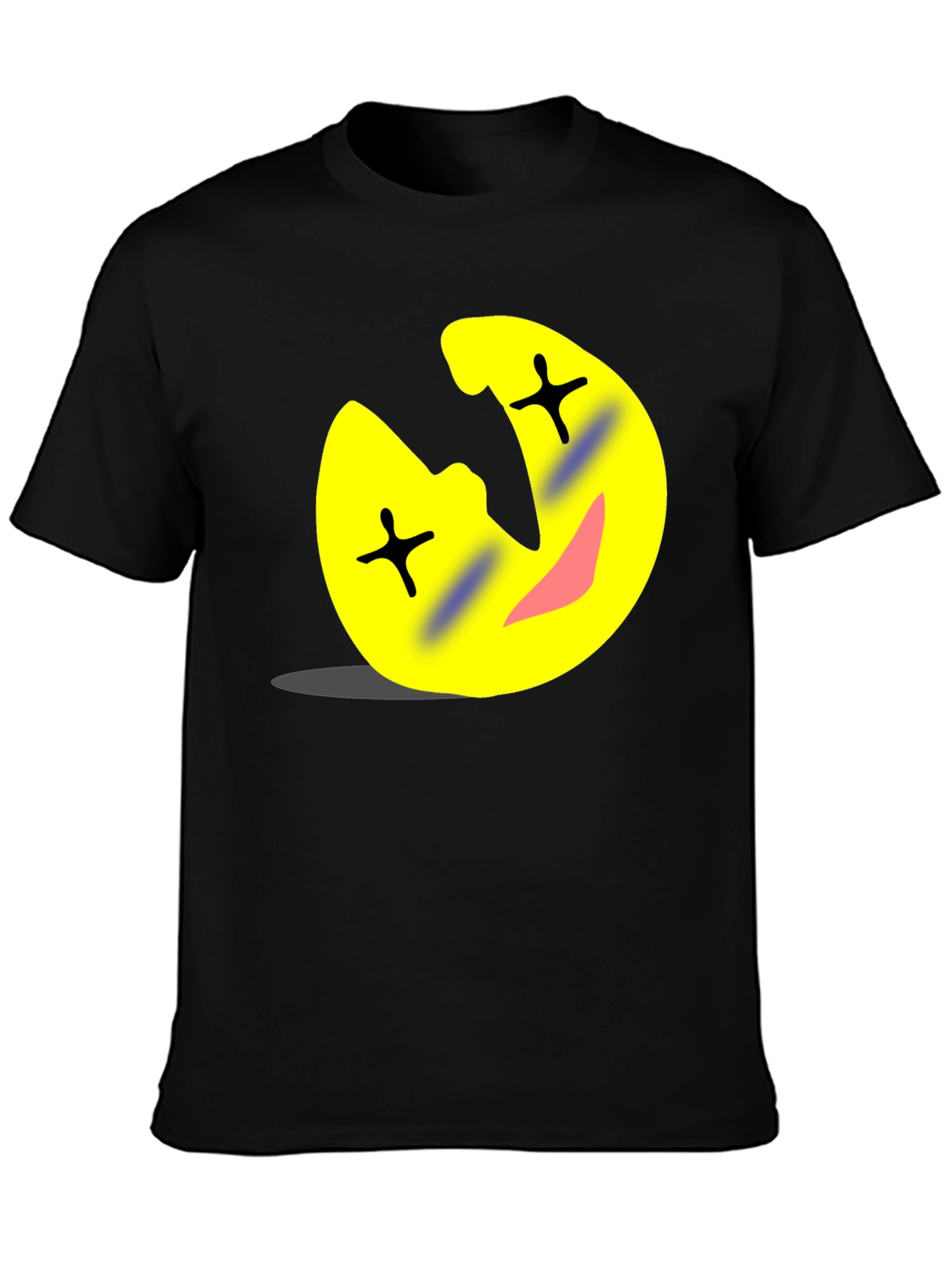 Funny Cartoon Emoji Black T-Shirt