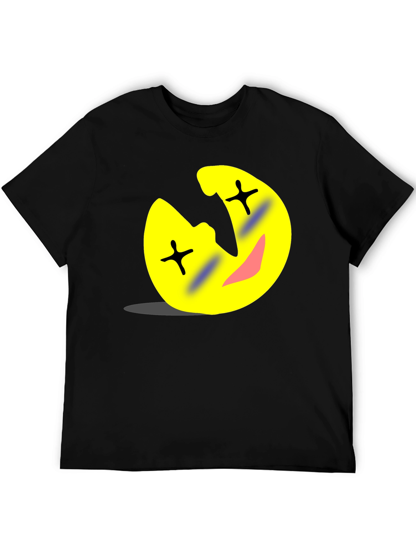 Funny Cartoon Emoji Black T-Shirt