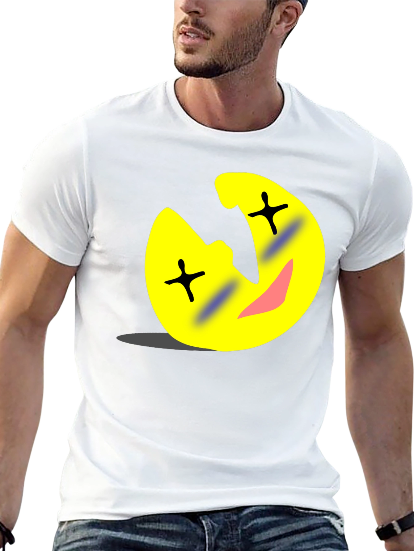 Funny Cartoon Emoji Black T-Shirt