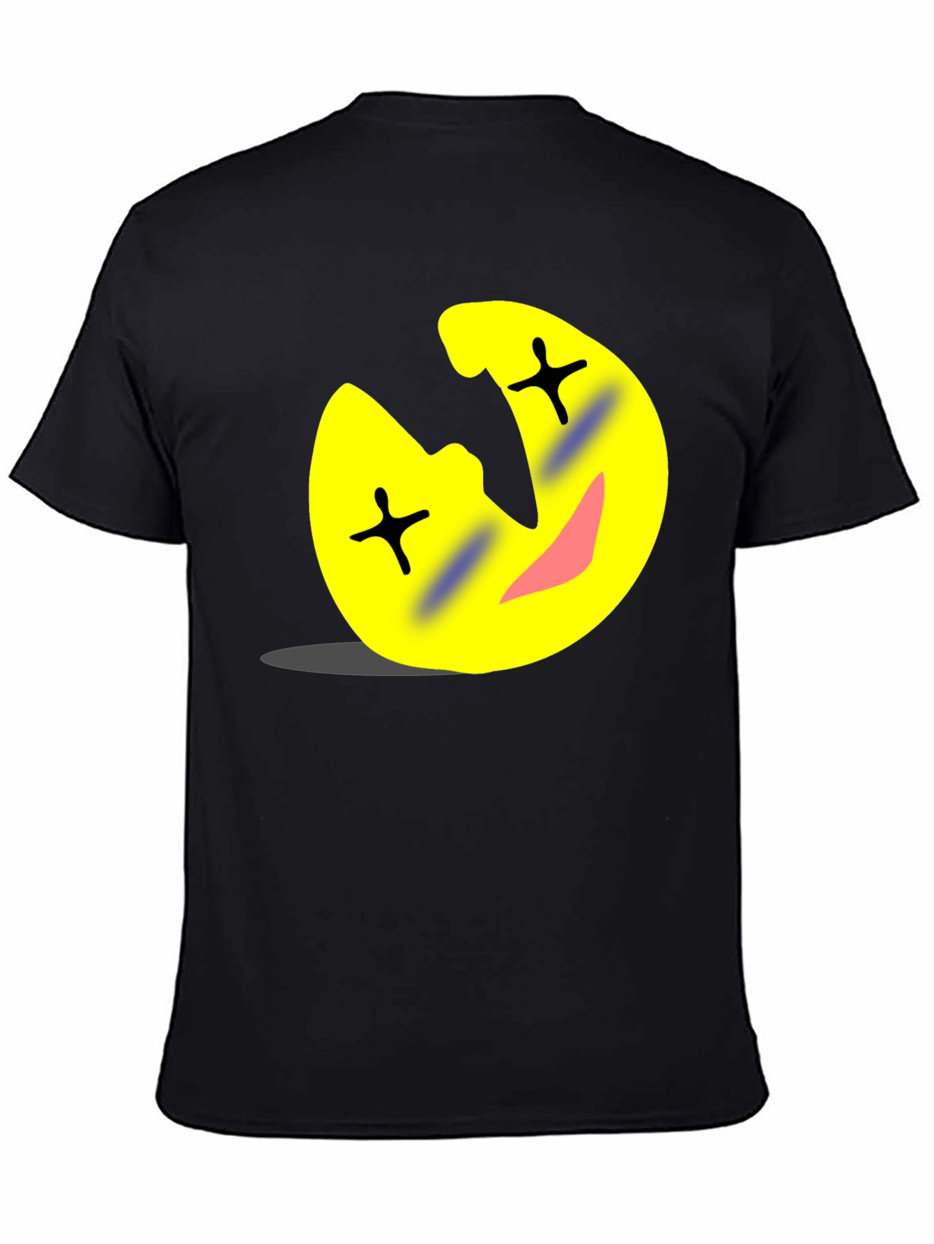 Funny Cartoon Emoji Black T-Shirt