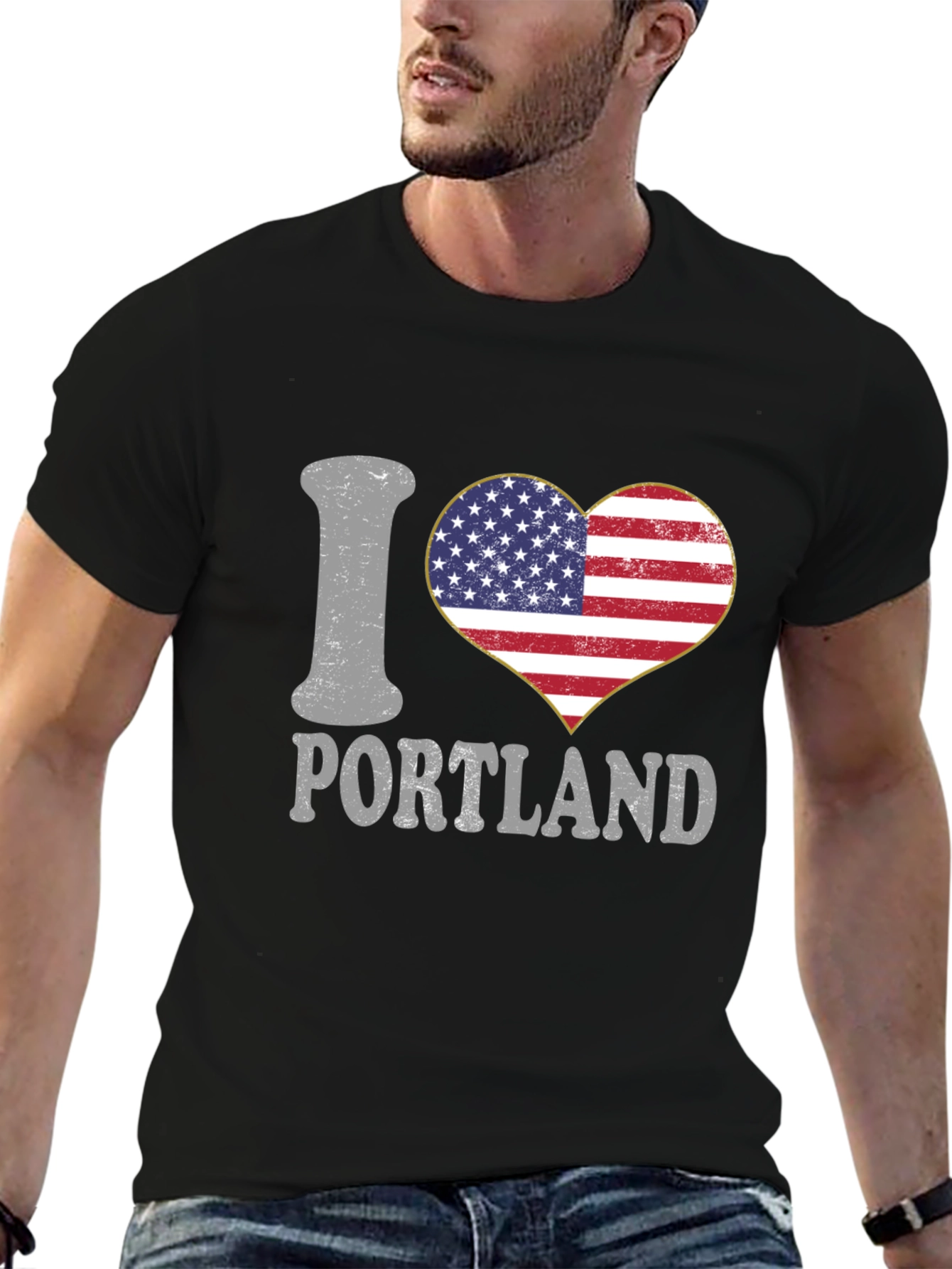 I Love Portland USA Flag Heart T-Shirt