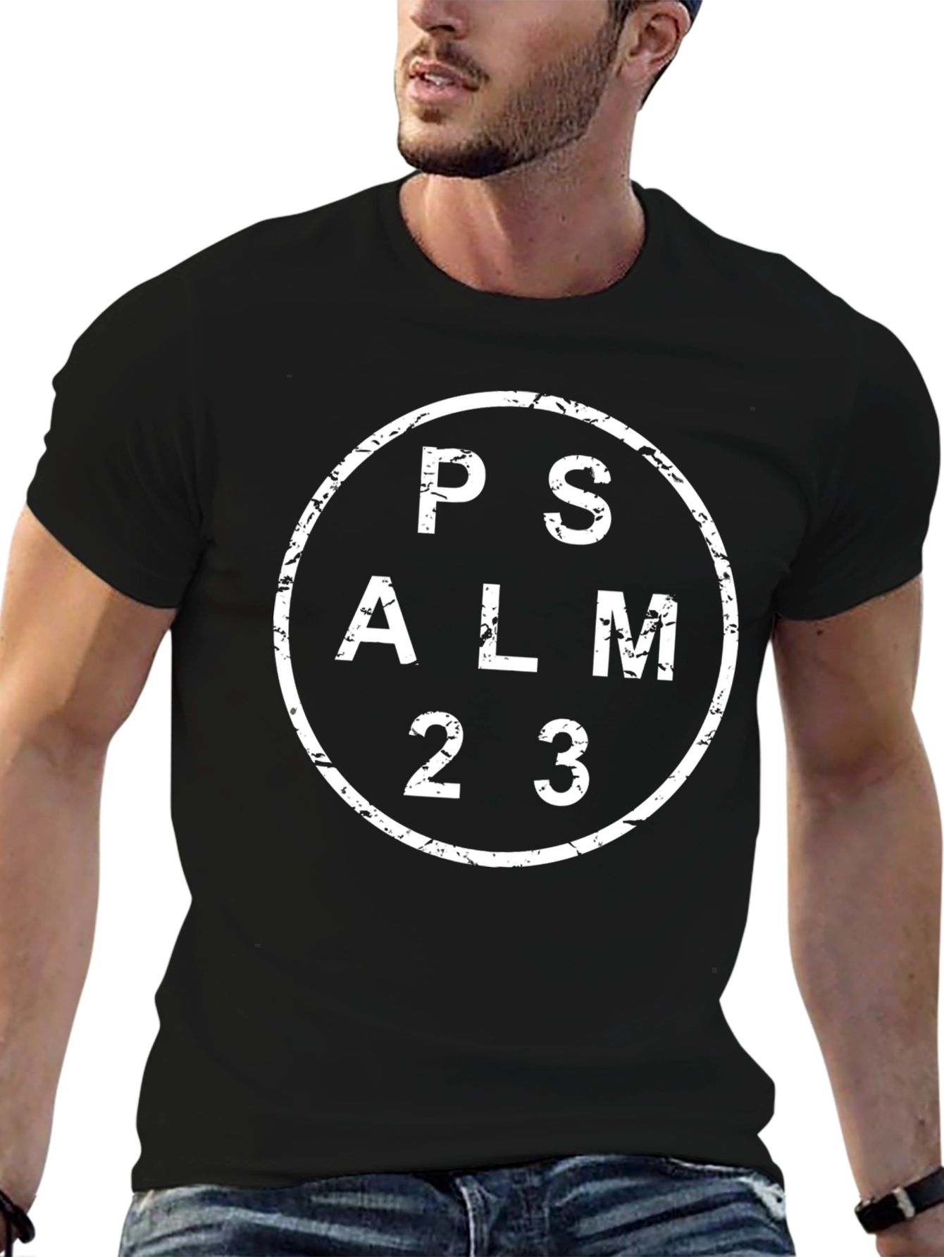 Psalm 23 Graphic Print Black T-Shirt