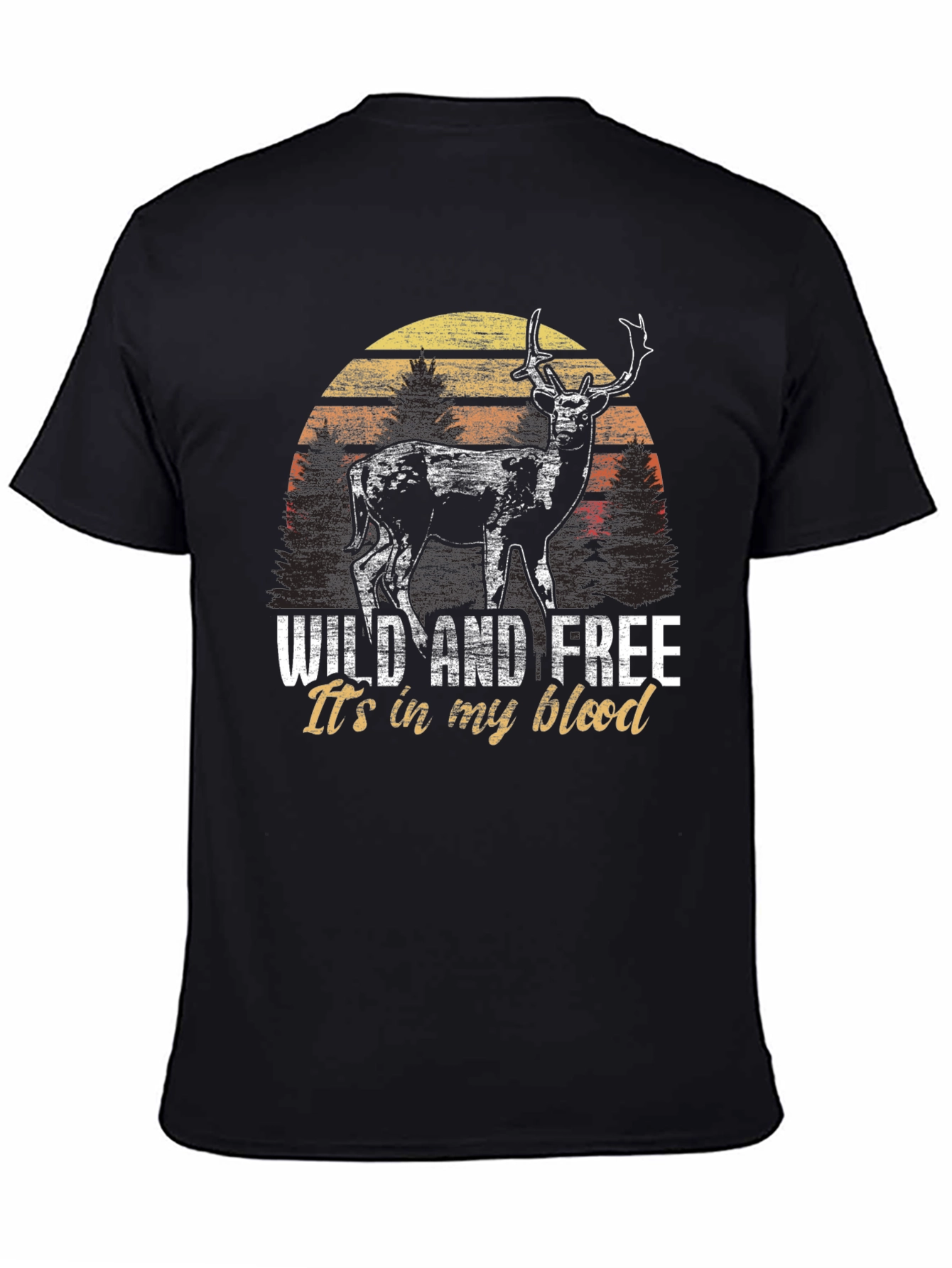 Wild and Free Deer Graphic Tee - Black