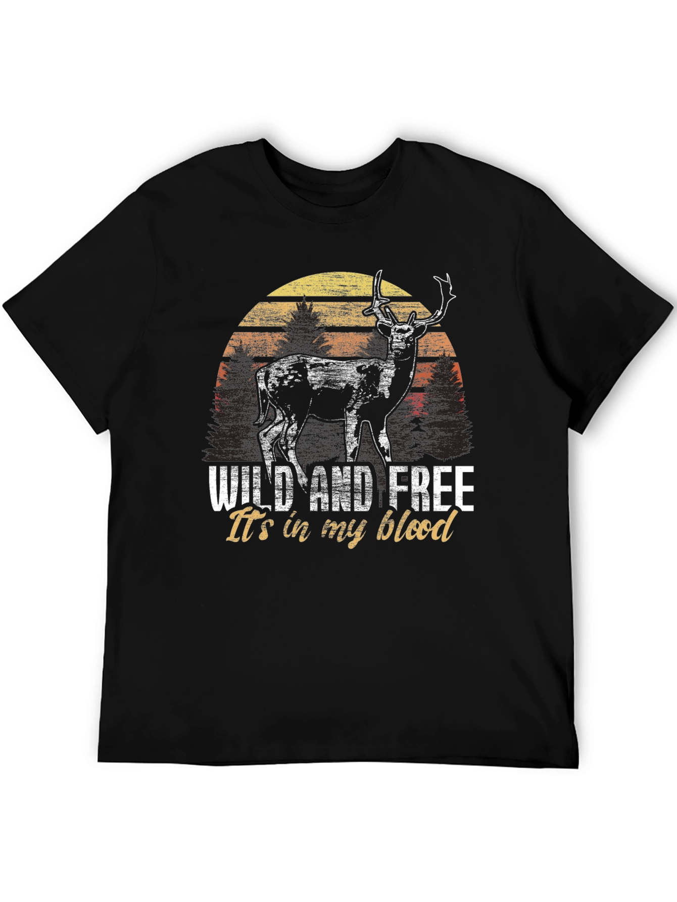 Wild and Free Deer Graphic Tee - Black