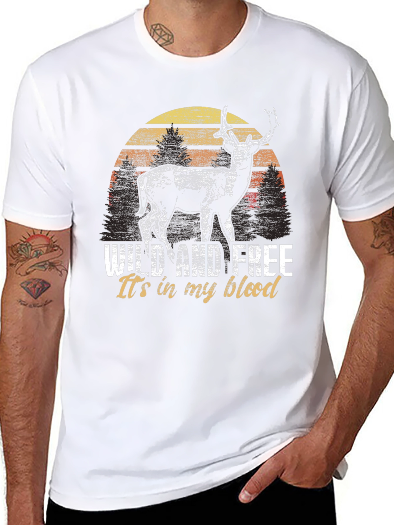 Wild and Free Deer Graphic Tee - Black
