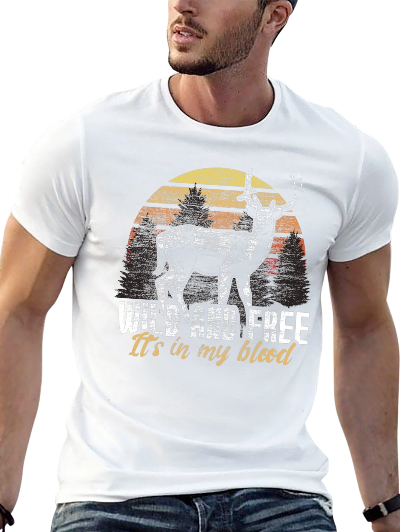 Wild and Free Deer Graphic Tee - Black