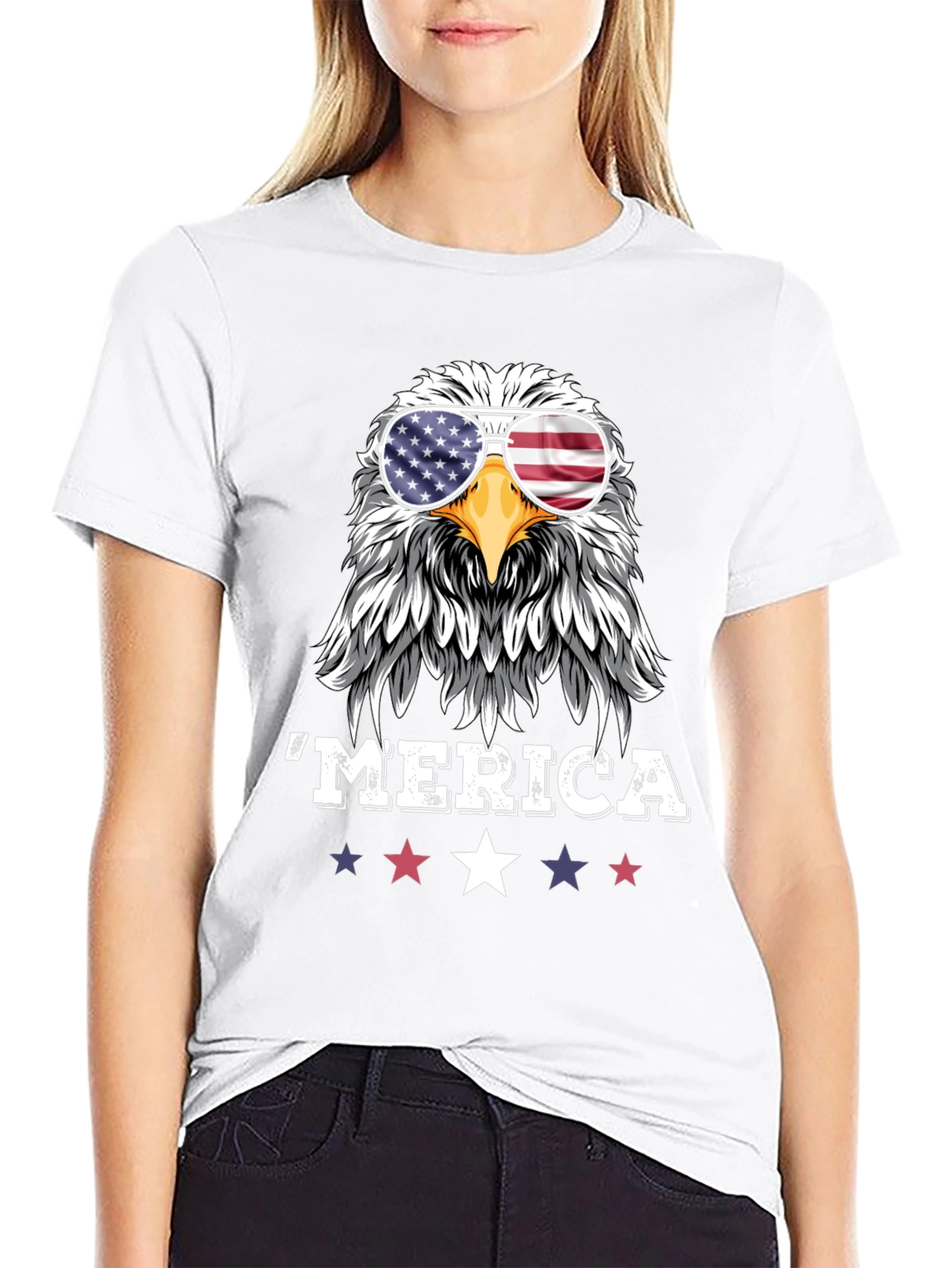 Patriotic Eagle Merica Graphic T-Shirt